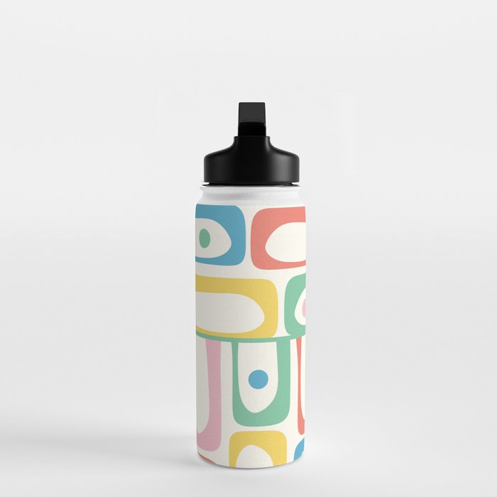 Mid Century Modern Piquet Abstract Multi Cheerful Contemporary Colorful Pattern Water Bottle Gallery Image 3