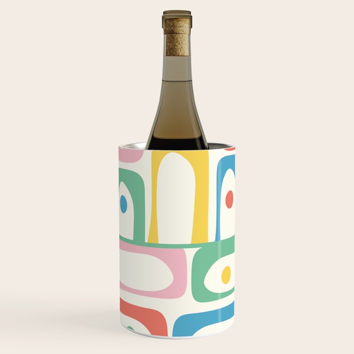 Mid Century Modern Piquet Abstract Multi Cheerful Contemporary Colorful Pattern Wine Chiller Gallery Image 3