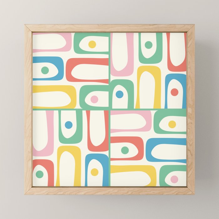 Mid Century Modern Piquet Abstract Multi Cheerful Contemporary Colorful Pattern Mini Art Print Gallery Image 1