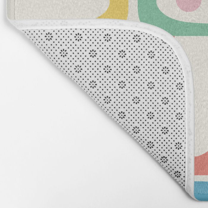 Mid Century Modern Piquet Abstract Multi Cheerful Contemporary Colorful Pattern Bath Mat Gallery Image 2