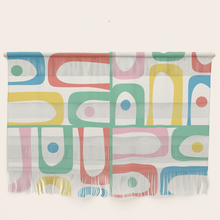 Mid Century Modern Piquet Abstract Multi Cheerful Contemporary Colorful Pattern Wall Hanging Gallery Image 1