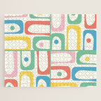Mid Century Modern Piquet Abstract Multi Cheerful Contemporary Colorful Pattern Jigsaw Puzzle Gallery Image 1