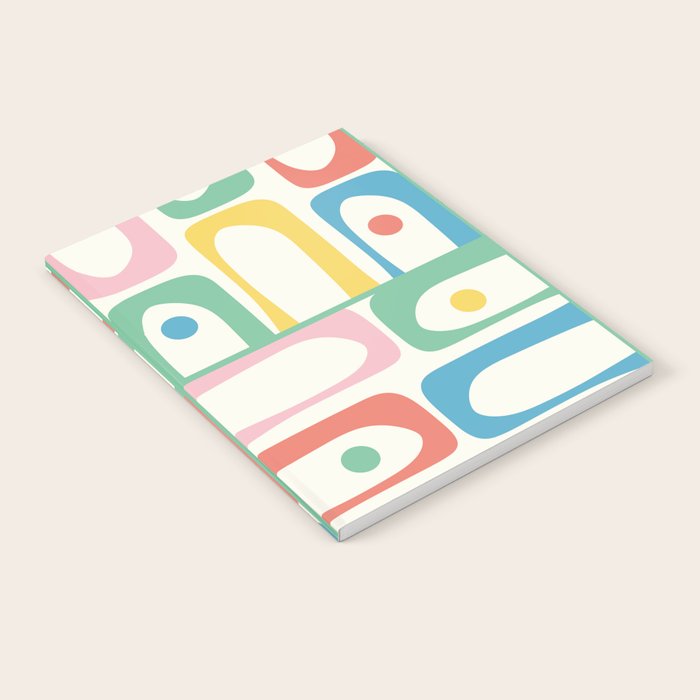 Mid Century Modern Piquet Abstract Multi Cheerful Contemporary Colorful Pattern Notebook Gallery Image 1