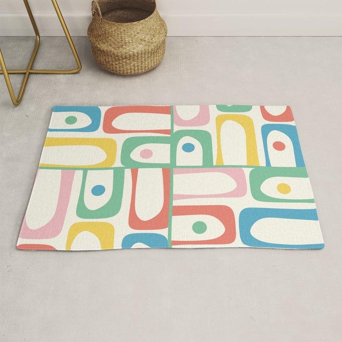 Mid Century Modern Piquet Abstract Multi Cheerful Contemporary Colorful Pattern Rug Gallery Image 1