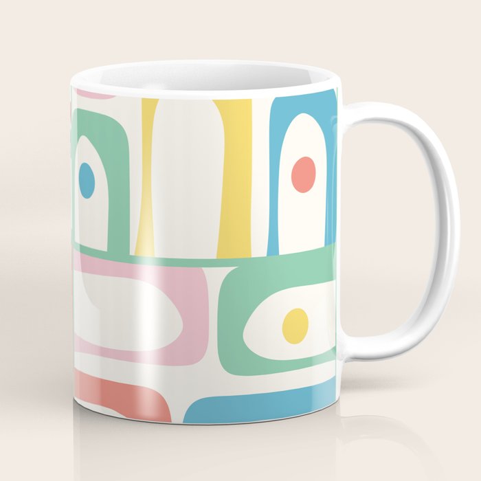 Mid Century Modern Piquet Abstract Multi Cheerful Contemporary Colorful Pattern Coffee Mug Gallery Image 1