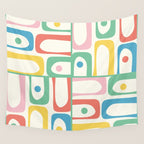 Mid Century Modern Piquet Abstract Multi Cheerful Contemporary Colorful Pattern Wall Tapestry Gallery Image 4