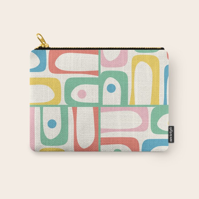 Mid Century Modern Piquet Abstract Multi Cheerful Contemporary Colorful Pattern Carry All Pouch Gallery Image 1