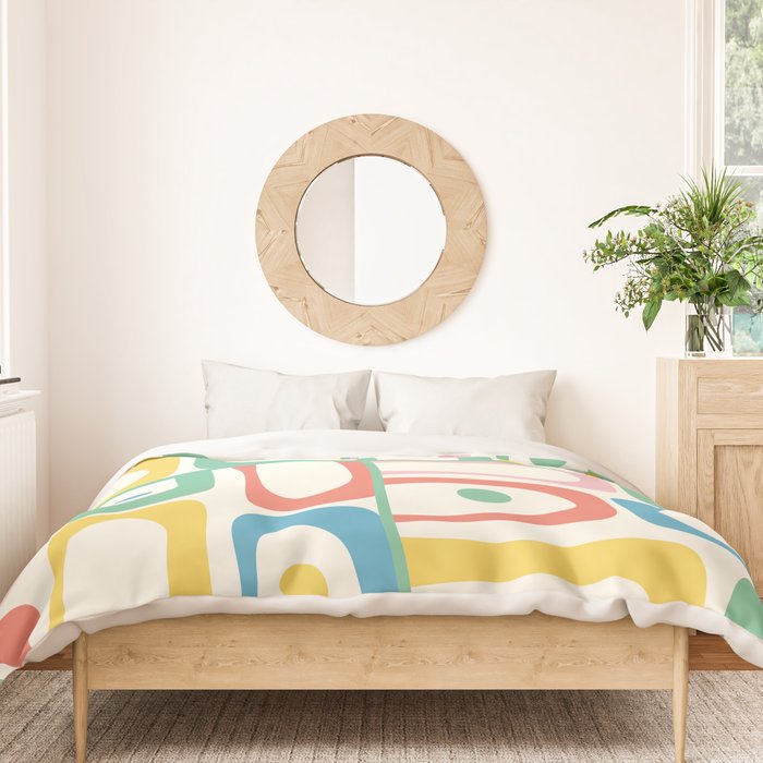 Mid Century Modern Piquet Abstract Multi Cheerful Contemporary Colorful Pattern Duvet Cover Gallery Image 3