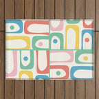 Mid Century Modern Piquet Abstract Multi Cheerful Contemporary Colorful Pattern Outdoor Rug Gallery Image 1