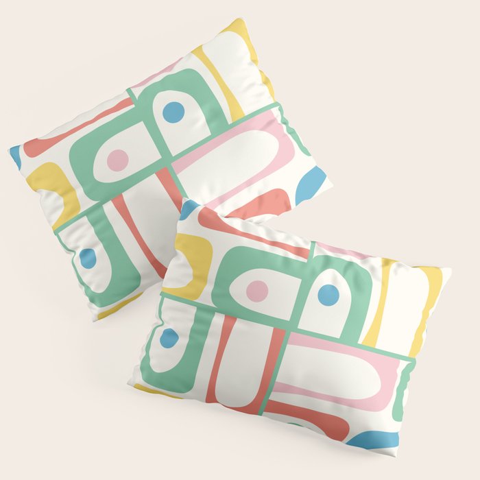 Mid Century Modern Piquet Abstract Multi Cheerful Contemporary Colorful Pattern Pillow Sham Gallery Image 1