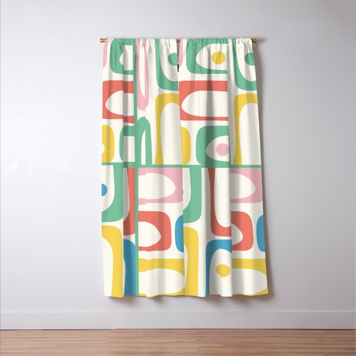 Mid Century Modern Piquet Abstract Multi Cheerful Contemporary Colorful Pattern Window Curtain Gallery Image 3