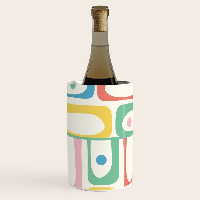 Mid Century Modern Piquet Abstract Multi Cheerful Contemporary Colorful Pattern Wine Chiller Gallery Image 2
