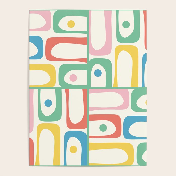 Mid Century Modern Piquet Abstract Multi Cheerful Contemporary Colorful Pattern Poster Gallery Image 1