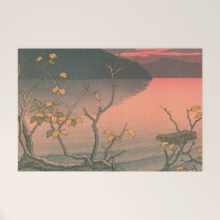 Sunset At Lake Towada, Nenokuchi - Vintage Japanese Woodblock Print Art By Hasui Kawase, 1930's. Welcome Mat Gallery Image 1