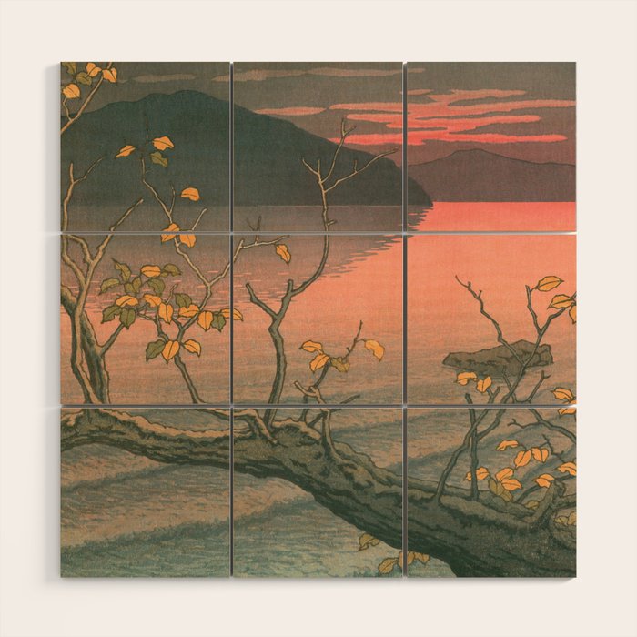 Sunset At Lake Towada, Nenokuchi - Vintage Japanese Woodblock Print Art By Hasui Kawase, 1930's. Wood Wall Art Gallery Image 1