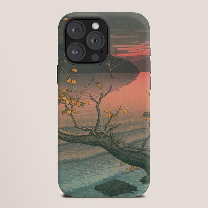 Sunset At Lake Towada, Nenokuchi - Vintage Japanese Woodblock Print Art By Hasui Kawase, 1930's. iPhone Case Gallery Image 12