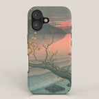 Sunset At Lake Towada, Nenokuchi - Vintage Japanese Woodblock Print Art By Hasui Kawase, 1930's. iPhone Case Gallery Image 1