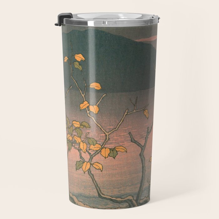 Sunset At Lake Towada, Nenokuchi - Vintage Japanese Woodblock Print Art By Hasui Kawase, 1930's. Travel Mug Gallery Image 3