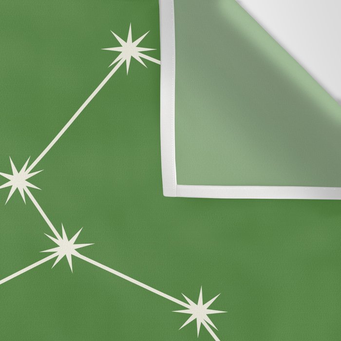 Leo Zodiac Star Constellation Line Art Kelly Green Wall Tapestry Gallery Image 3