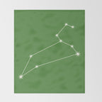 Leo Zodiac Star Constellation Line Art Kelly Green Throw Blanket Gallery Image 2