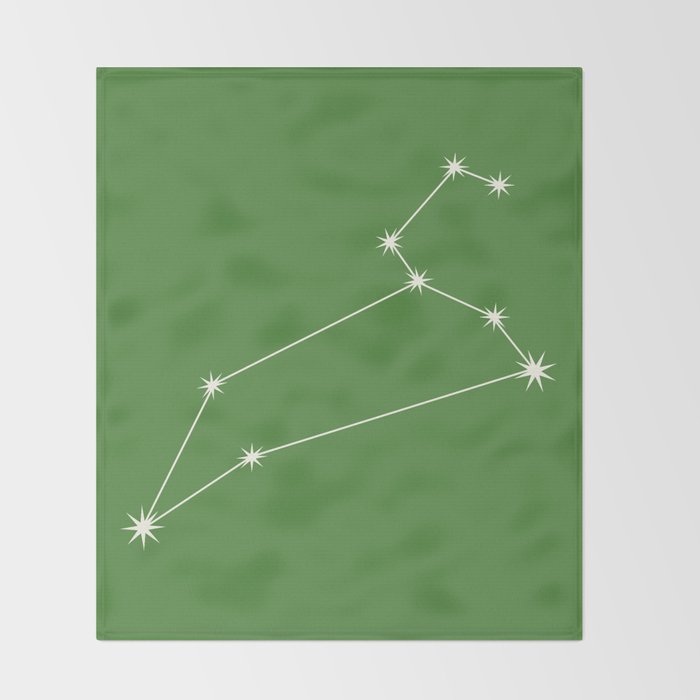 Leo Zodiac Star Constellation Line Art Kelly Green Throw Blanket Gallery Image 2