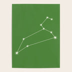 Leo Zodiac Star Constellation Line Art Kelly Green Poster Gallery Image 4