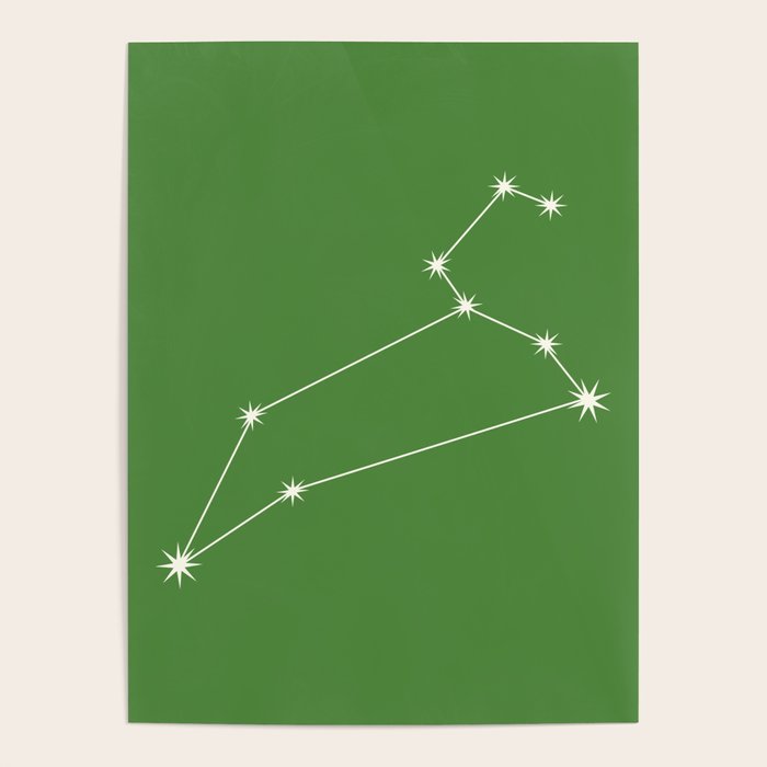 Leo Zodiac Star Constellation Line Art Kelly Green Poster Gallery Image 4