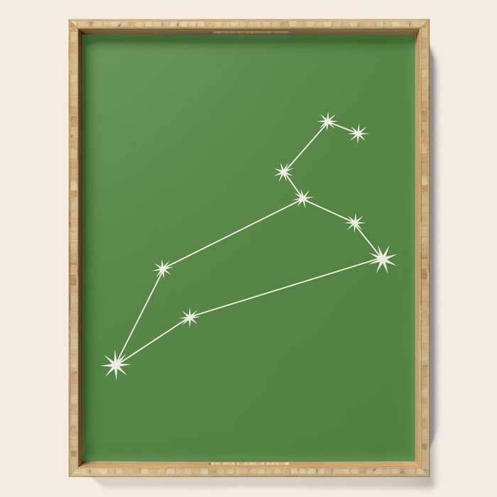 Leo Zodiac Star Constellation Line Art Kelly Green Serving Tray Gallery Image 1