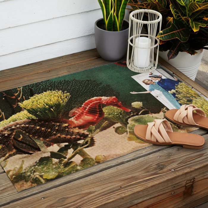 Under the Sea // Seahorses Outdoor Rug Gallery Image 2