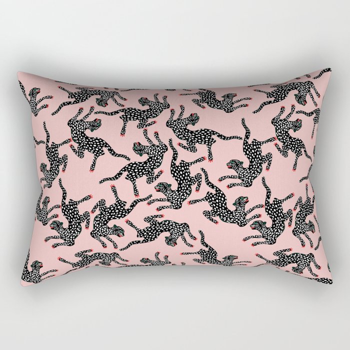 Black cheetah dance Rectangular Pillow Gallery Image 1
