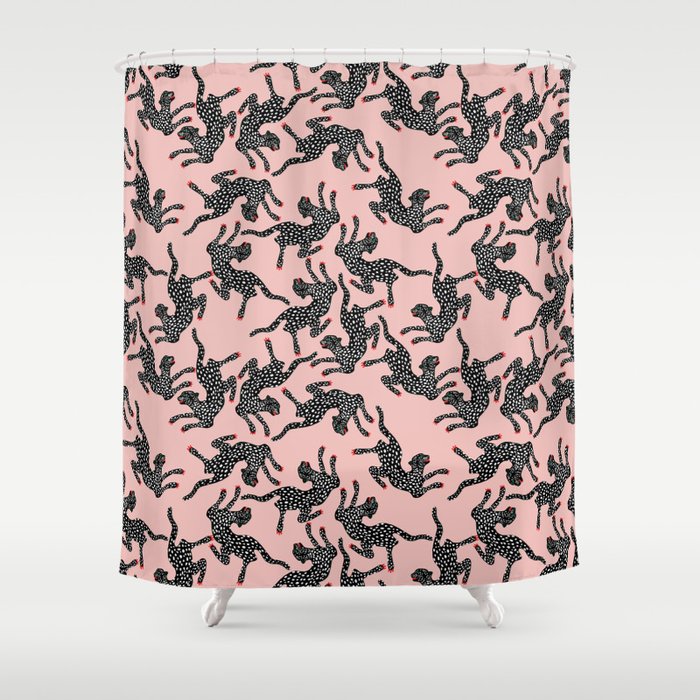 Black cheetah dance Shower Curtain Gallery Image 1