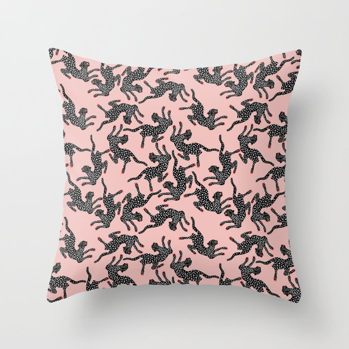 Black cheetah dance Throw Pillow Gallery Image 6