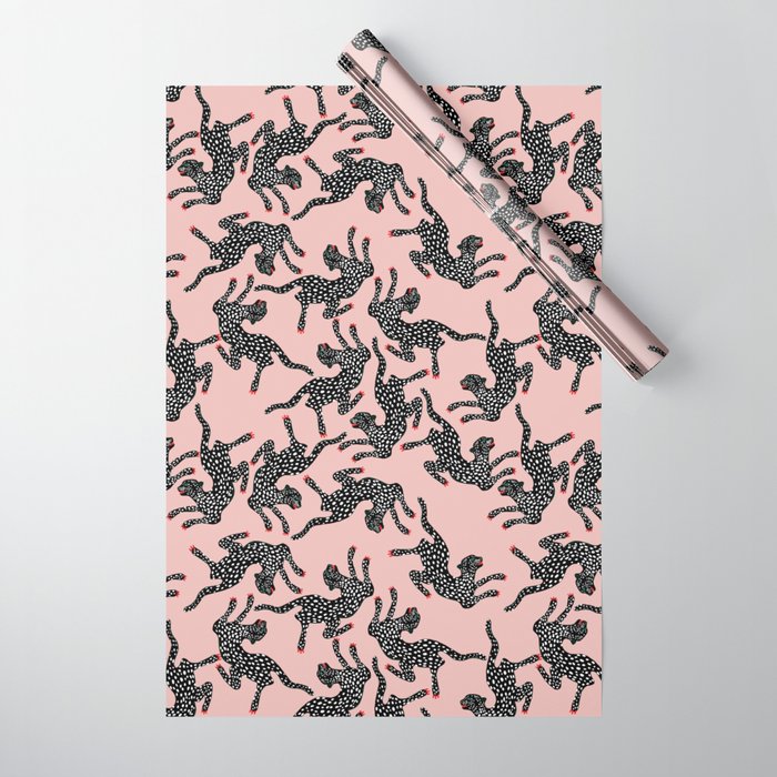 Black cheetah dance Wrapping Paper Gallery Image 1