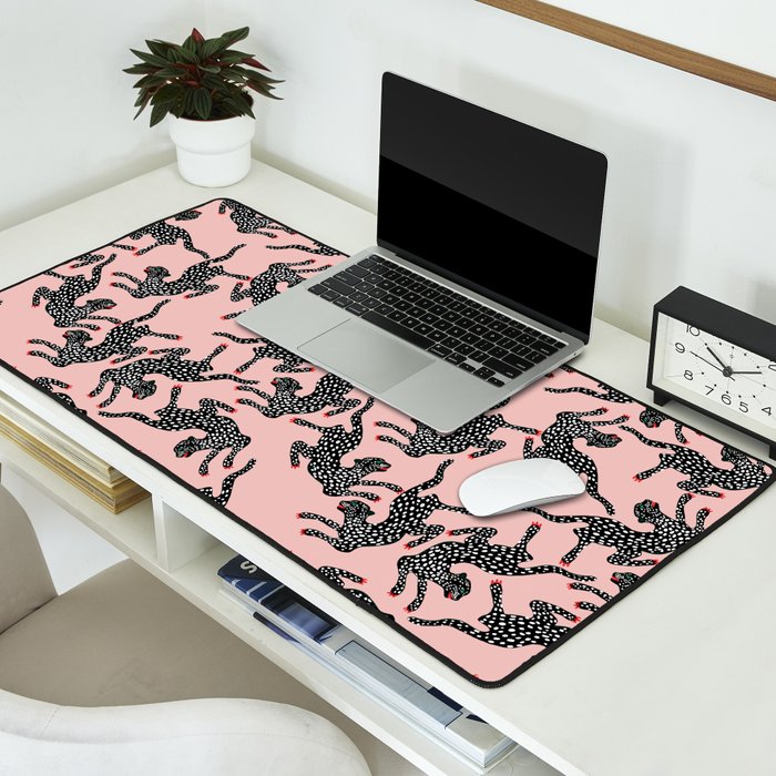 Black cheetah dance Desk Mat Gallery Image 2