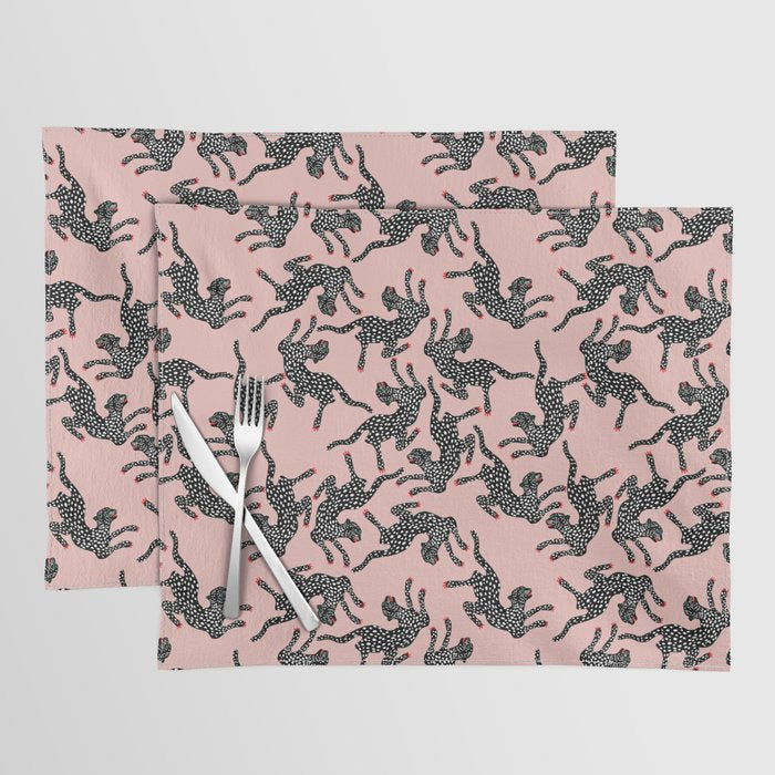 Black cheetah dance Placemat Gallery Image 1