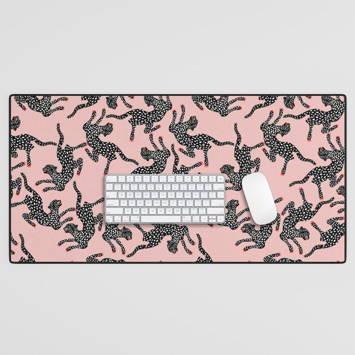 Black cheetah dance Desk Mat Gallery Image 1