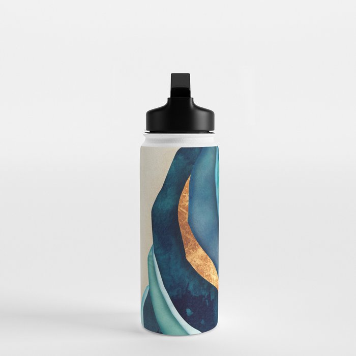 Abstract Blue with Gold Water Bottle Gallery Image 3