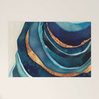 Abstract Blue with Gold Welcome Mat Gallery Image 1