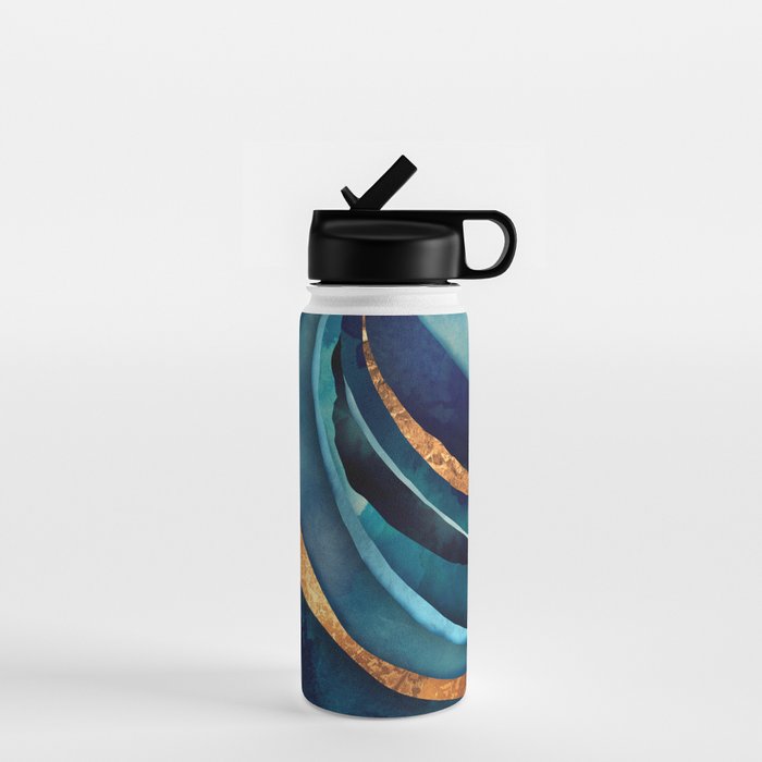 Abstract Blue with Gold Water Bottle Gallery Image 1
