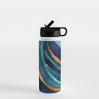 Abstract Blue with Gold Water Bottle Gallery Image 1