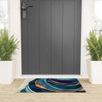 Abstract Blue with Gold Welcome Mat Gallery Image 3