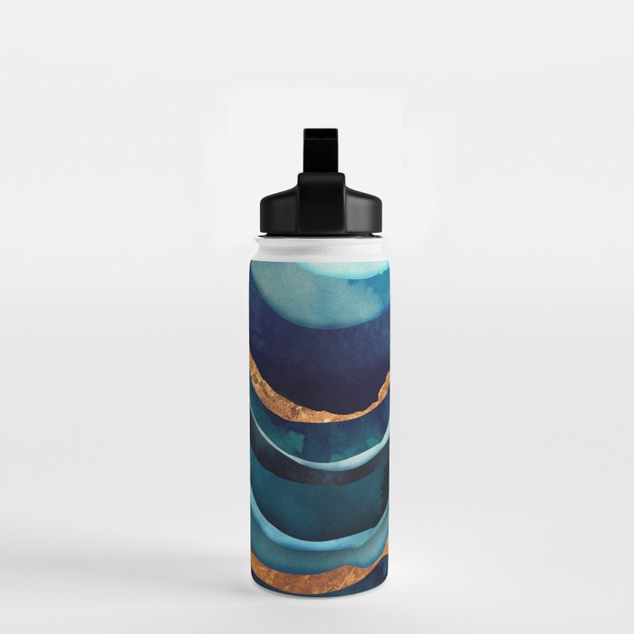 Abstract Blue with Gold Water Bottle Gallery Image 2