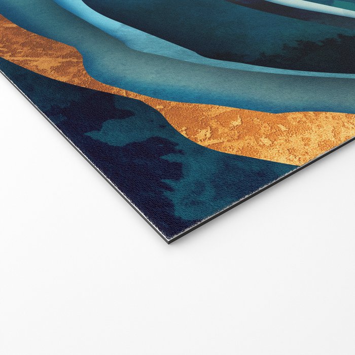 Abstract Blue with Gold Welcome Mat Gallery Image 2