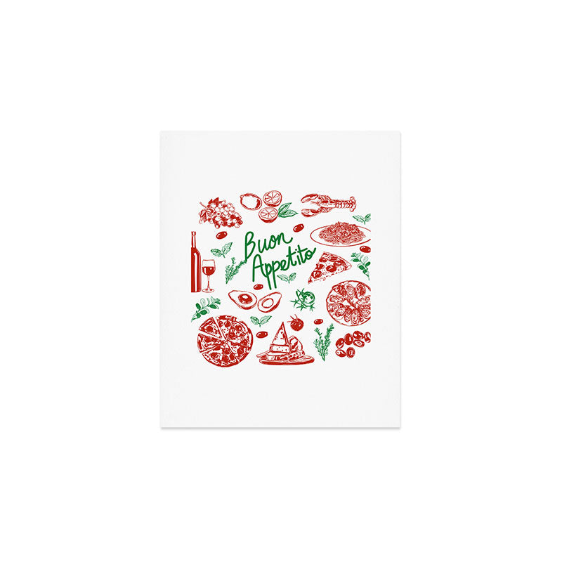 Buon Appetito Italian Food Doodles Illustration Art Print Gallery Image 1