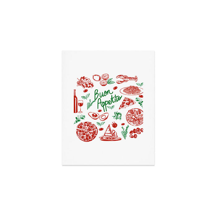 Buon Appetito Italian Food Doodles Illustration Art Print Gallery Image 1