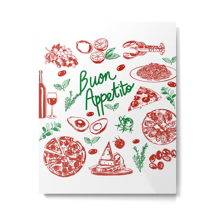 Buon Appetito Italian Food Doodles Illustration Metal Print Gallery Image 1