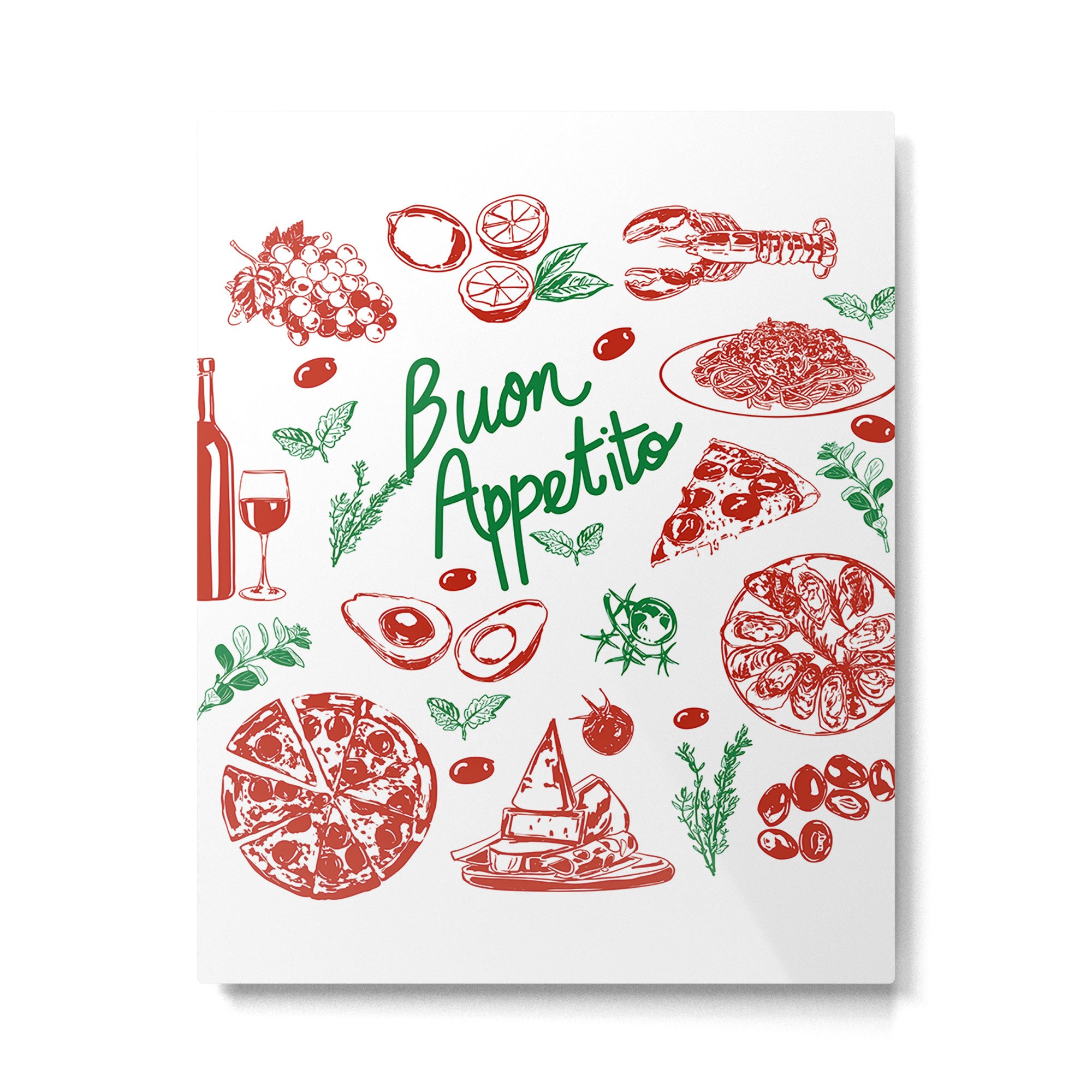 Buon Appetito Italian Food Doodles Illustration Metal Print Gallery Image 6