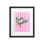 Buon Appetito Pink Groovy Stripes Minimalist Illustration Framed Art Print Gallery Image 6