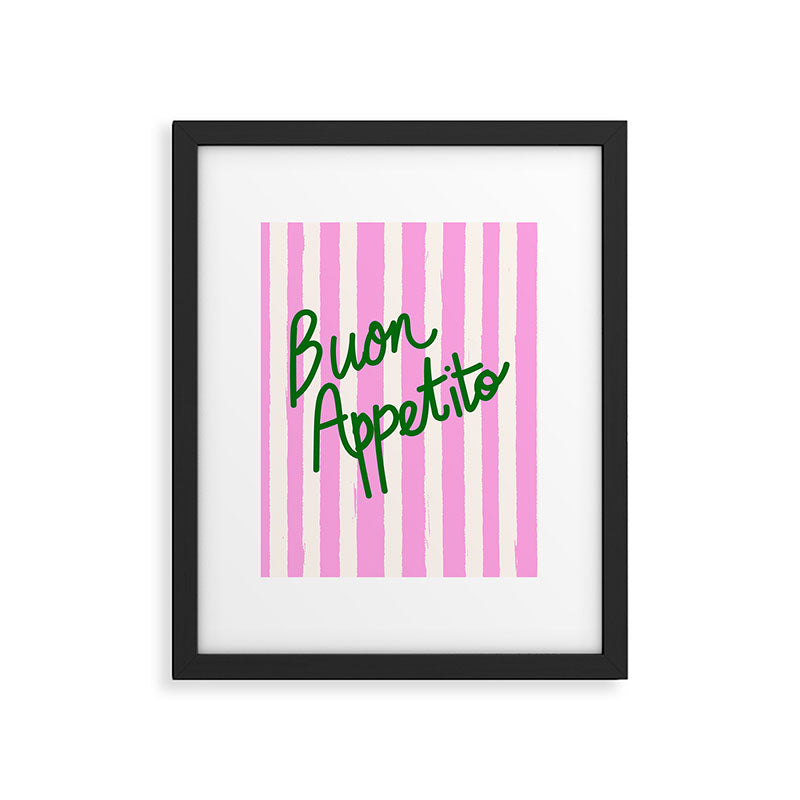 Buon Appetito Pink Groovy Stripes Minimalist Illustration Framed Art Print Gallery Image 6