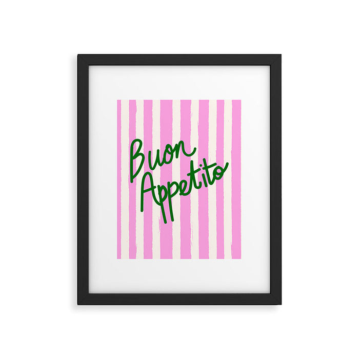 Buon Appetito Pink Groovy Stripes Minimalist Illustration Framed Art Print Gallery Image 1